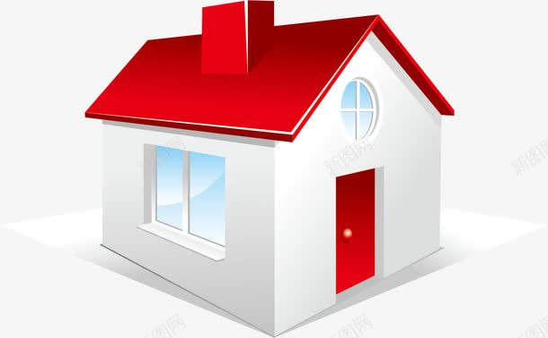 红色屋顶卡通别墅png免抠素材_新图网 https://ixintu.com 别墅 卡通手绘 海景别墅 立体装饰 红房顶