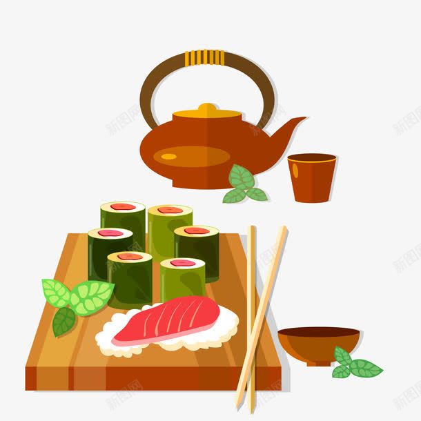 卡通场景png免抠素材_新图网 https://ixintu.com 喝茶 寿司 日料 食物