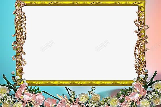 手绘花相框边框png免抠素材_新图网 https://ixintu.com 手绘花 油画 相框