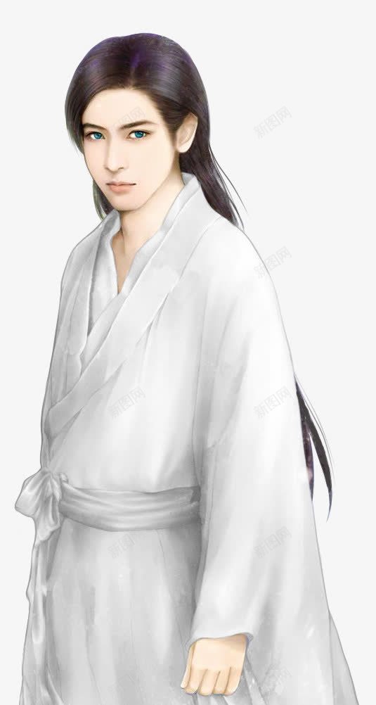 白衣蓝眼长发帅哥png免抠素材_新图网 https://ixintu.com 帅哥 白衣 蓝眼 长发