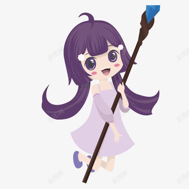 魔法女孩png免抠素材_新图网 https://ixintu.com 女孩 法杖 魔法