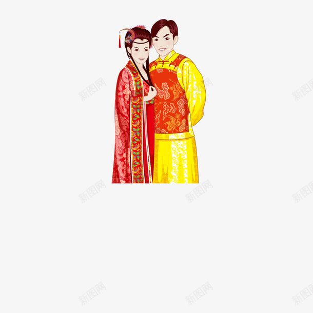 古装新郎新娘png免抠素材_新图网 https://ixintu.com 传统 卡通 古装 婚礼 新娘 新郎
