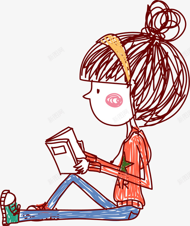 咖啡色线条女孩png免抠素材_新图网 https://ixintu.com 免抠PNG 可爱 咖啡色 女孩 线条 装饰图案