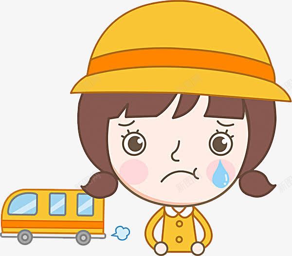 卡通哭泣的女孩png免抠素材_新图网 https://ixintu.com 免扣女孩 卡通 哭小孩 哭泣的女孩 汽车 眼泪 黄色帽子