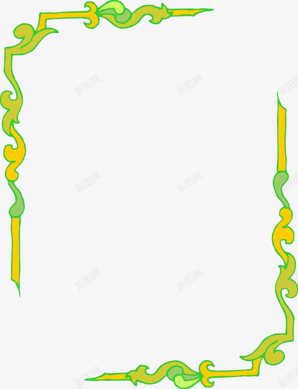 绿花纹简约边框png免抠素材_新图网 https://ixintu.com 简约风 绿花纹 美式 美式边框 边框