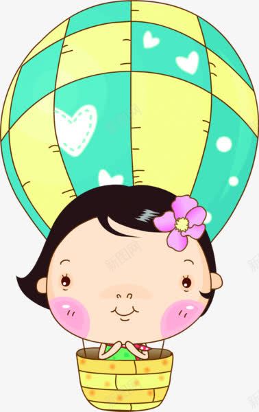大连女孩热气球png免抠素材_新图网 https://ixintu.com 卡通 女孩 热气球