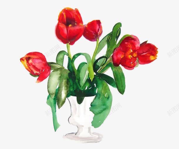 手绘郁金香桌花png免抠素材_新图网 https://ixintu.com 手绘 插花 桌花 植物 花儿 花卉 花朵 郁金香