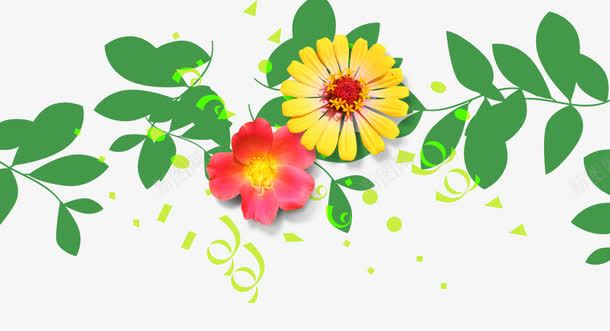 绿叶小花装饰png免抠素材_新图网 https://ixintu.com 平面图案 清明节 绿叶装饰 装饰图案