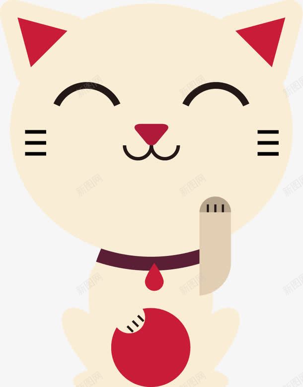 卡通扁平招财猫png免抠素材_新图网 https://ixintu.com 卡通 扁平 招财猫