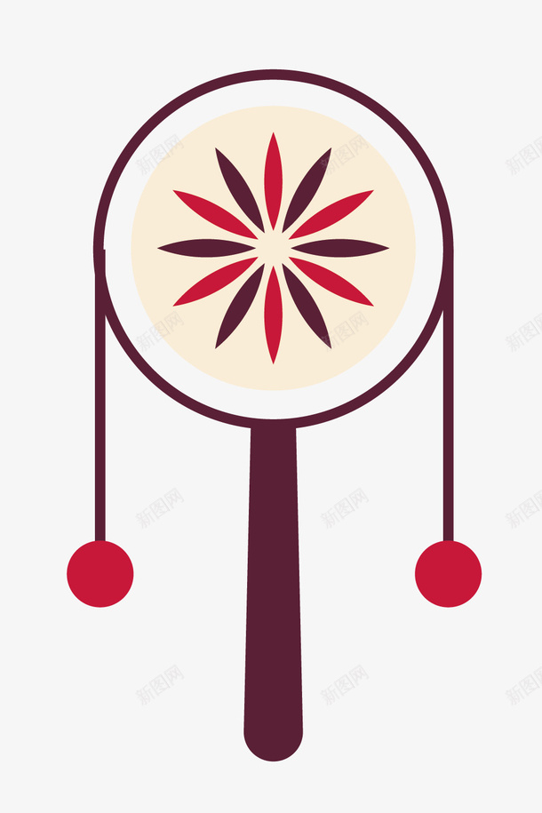 中国风拨浪鼓png免抠素材_新图网 https://ixintu.com 中国风 扁平化 拨浪鼓