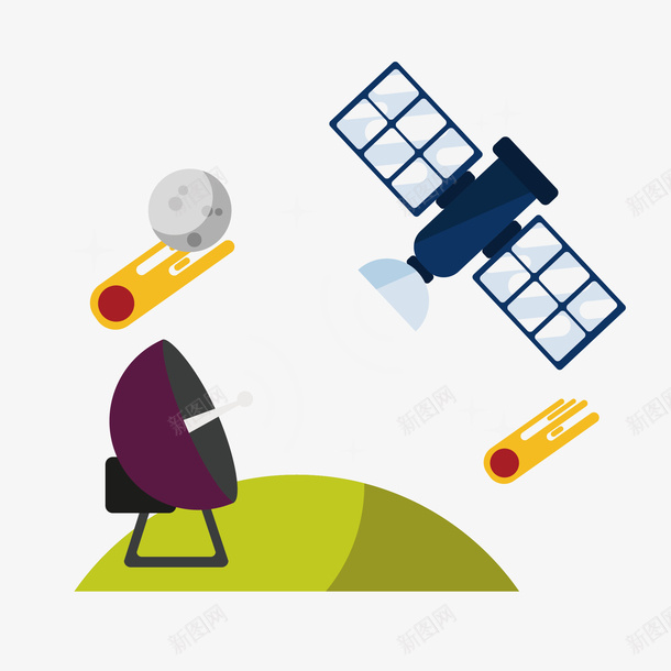 扁平化卫星案矢量图eps免抠素材_新图网 https://ixintu.com 创意 卡通 卫星 图案 图示 小清新 彩色 扁平化 装饰 矢量图