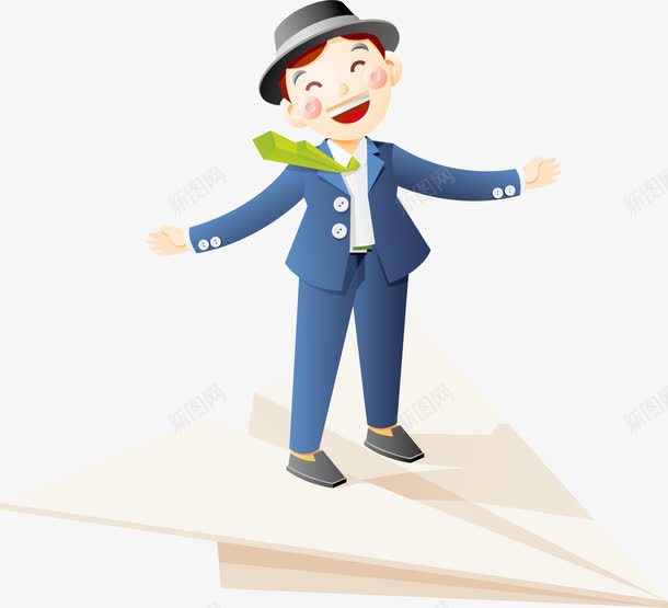 卡通孩子png免抠素材_新图网 https://ixintu.com 儿童 卡通孩子 卡通纸飞机 微笑 挥手