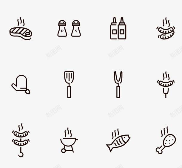 卡通手绘食物图标png_新图网 https://ixintu.com 卡通 图标 手绘 食物 黑色 鼠绘