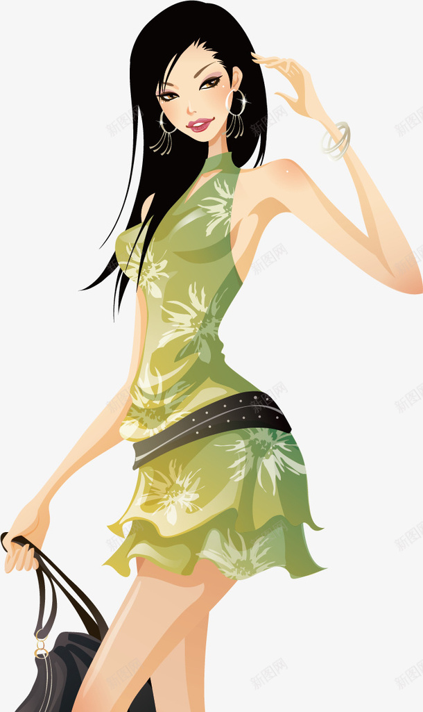 卡通富婆矢量图ai免抠素材_新图网 https://ixintu.com 卡通 卡通富婆 大富婆 完美富婆 富婆 长发 矢量图