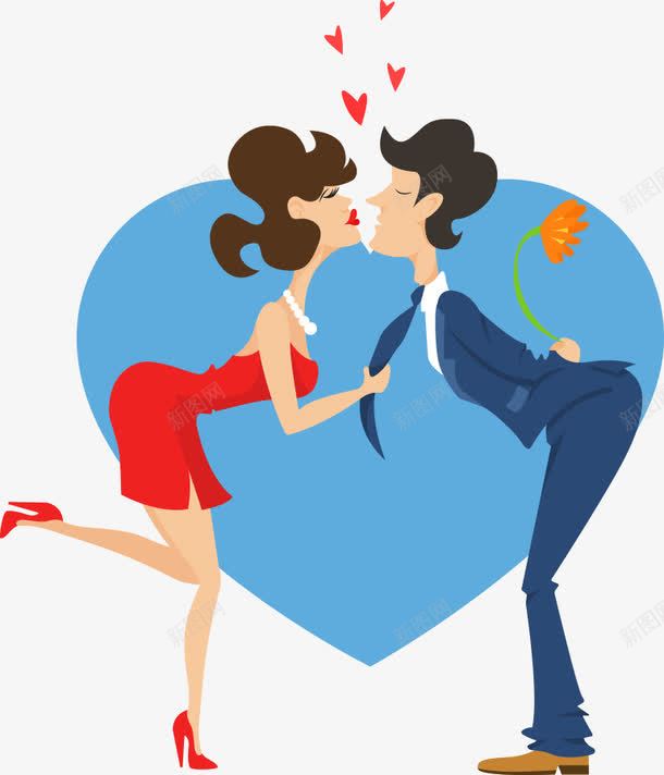 亲吻的情侣png免抠素材_新图网 https://ixintu.com 亲吻 人物插画 卡通女孩 女孩 爱心 矢量女孩 蓝色爱心