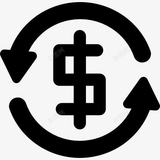 美元的货币符号的箭头逆时针圈图标png_新图网 https://ixintu.com 商务 圆形箭头 圆钱 标志 箭 美元货币 财政 逆时针