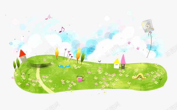 草地蓝天插画png免抠素材_新图网 https://ixintu.com 插画草地 素材 草地 草地素材 草地蓝天 蓝天插画
