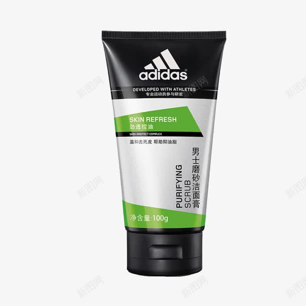 adidas男士磨砂洁面膏png免抠素材_新图网 https://ixintu.com 产品实物 去死皮 洁面膏 男士