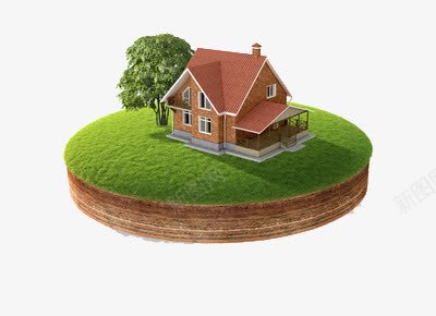一块绿地用来建筑png免抠素材_新图网 https://ixintu.com 别墅 房子 树木
