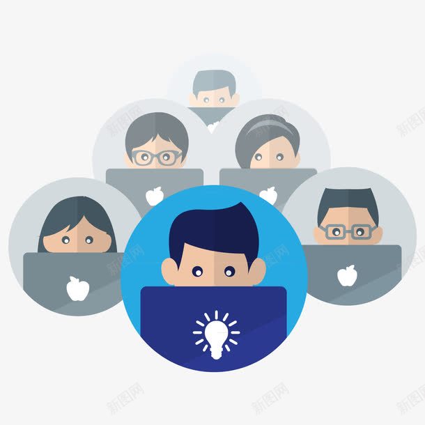 业务团队png免抠素材_新图网 https://ixintu.com 业务团队 人物 女人 电脑 男性