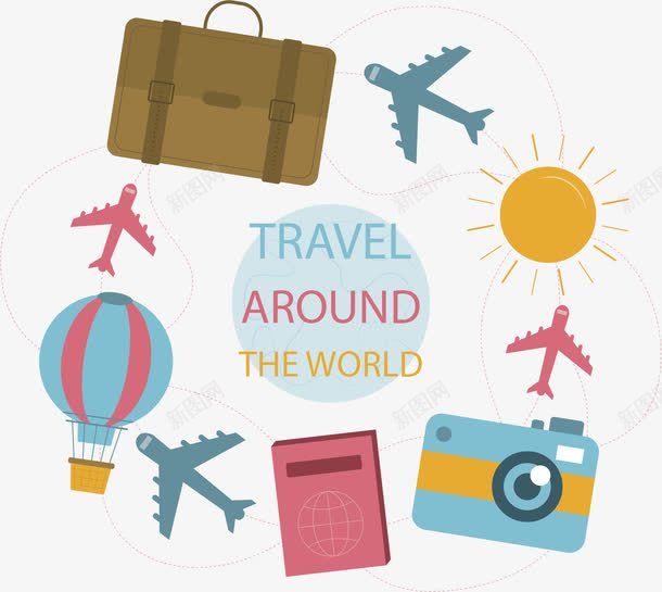 环游世界旅游海报矢量图ai免抠素材_新图网 https://ixintu.com 世界之旅 旅游 旅游季 环游世界 矢量png 矢量图