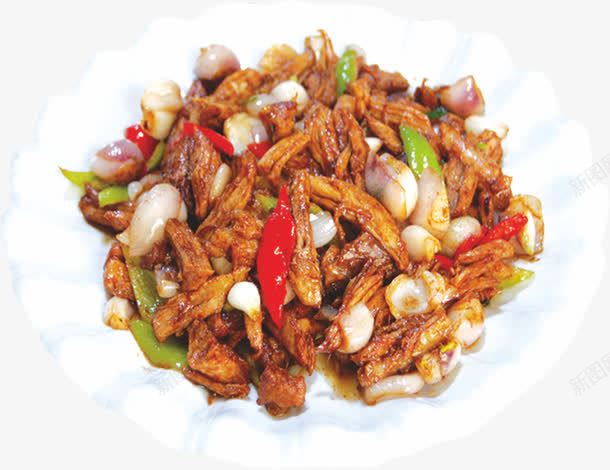 小毛葱炒月牙骨png免抠素材_新图网 https://ixintu.com 大蒜 小炒 美食 食物 餐饮 香葱