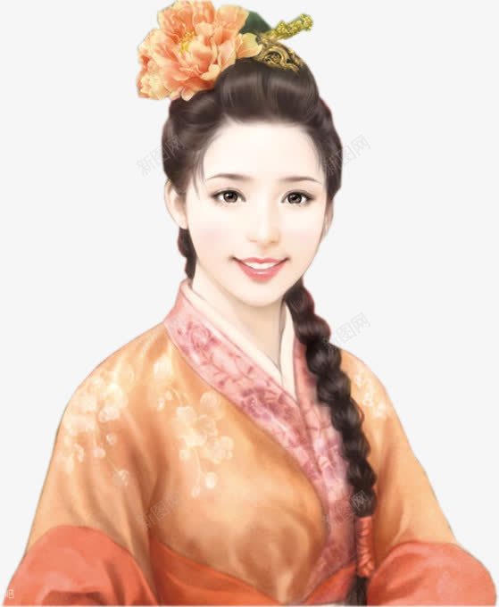 橙衣可爱女子png免抠素材_新图网 https://ixintu.com 可爱 女子