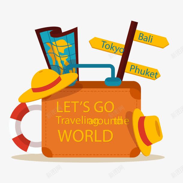 去旅行吧png免抠素材_新图网 https://ixintu.com 地图 帽子 环球