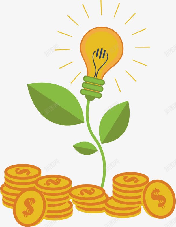 创意png免抠素材_新图网 https://ixintu.com ppt 植物 电灯 金币 金融