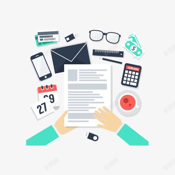 扁平化商务办公png免抠素材_新图网 https://ixintu.com 商务办公 扁平化 扁平化素材 手