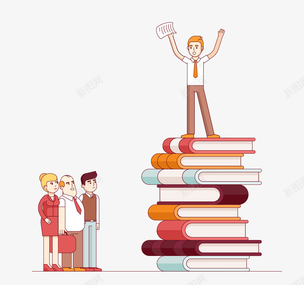 卡通站在书上的人矢量图eps免抠素材_新图网 https://ixintu.com 仰视 卡通站在书上的人 矢量站在书上的人 站在书上的人素材 胜利 矢量图