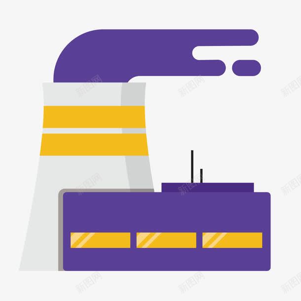紫色工厂png免抠素材_新图网 https://ixintu.com 几何 工厂 建筑 扁平化 渐变 烟雾 紫色