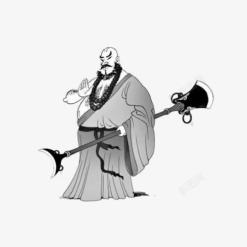 手绘花和尚鲁智深png免抠素材_新图网 https://ixintu.com 古代 和尚 天孤星 手绘 插画 梁山泊 水浒传 花和尚 鲁智深