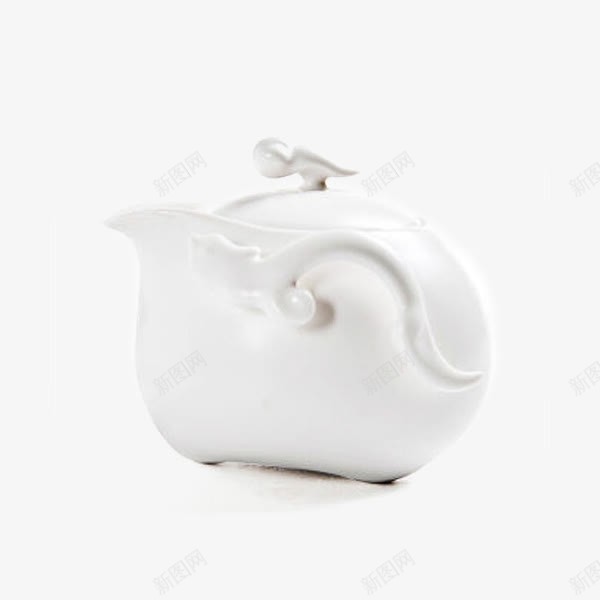 尚言坊茶具亚光月白色茶壶png免抠素材_新图网 https://ixintu.com 产品实物 白色茶壶