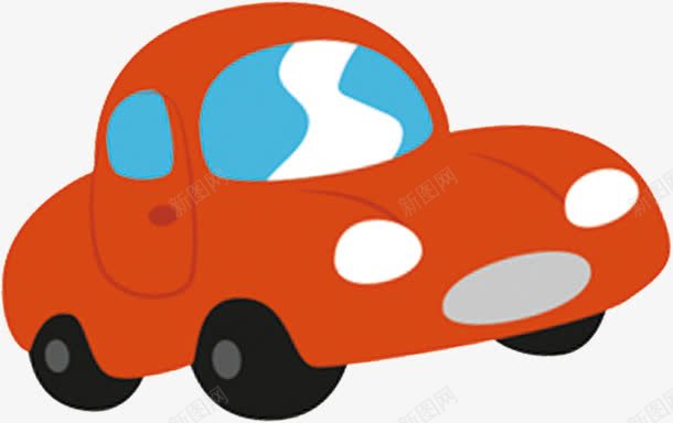 红色小汽车行驶图案png免抠素材_新图网 https://ixintu.com 卡通 可爱 汽车 简约 红色