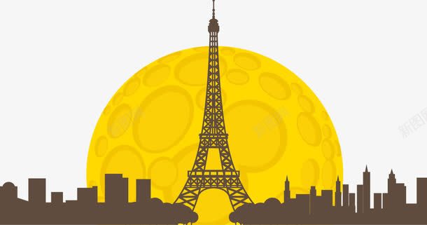 城市建筑剪影png免抠素材_新图网 https://ixintu.com 剪影 城市 建筑 斯菲尔铁塔 浪漫