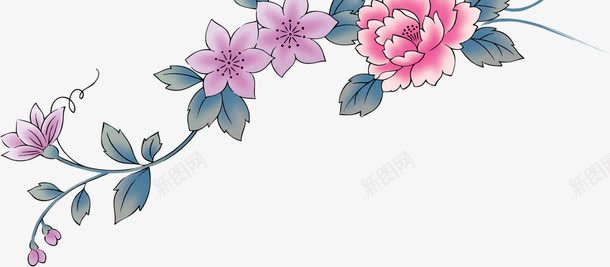 紫色浪漫花朵水墨古典png免抠素材_新图网 https://ixintu.com 古典 水墨 浪漫 紫色 花朵