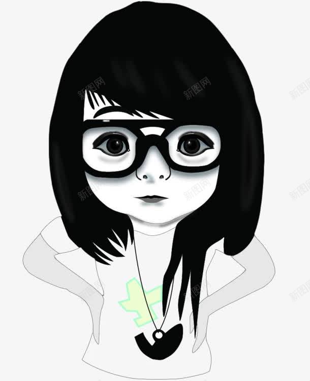 戴眼镜的女孩png免抠素材_新图网 https://ixintu.com 女孩 戴眼镜 戴眼镜的小孩 黑色