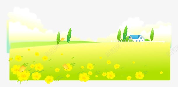 油菜花花海png免抠素材_新图网 https://ixintu.com 油菜花海 油菜花海素材 田园 田园风 田园风素材 矢量村庄 矢量素材 花海素材 黄色油菜花