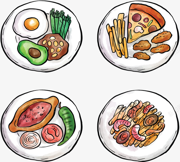 卡通网红美食大餐矢量图ai免抠素材_新图网 https://ixintu.com 大餐 手绘大餐 矢量png 网红大餐 网红美食 美食大餐 矢量图
