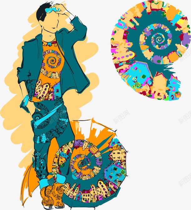 手绘模特png免抠素材_新图网 https://ixintu.com 人物 时装秀 模特 男士