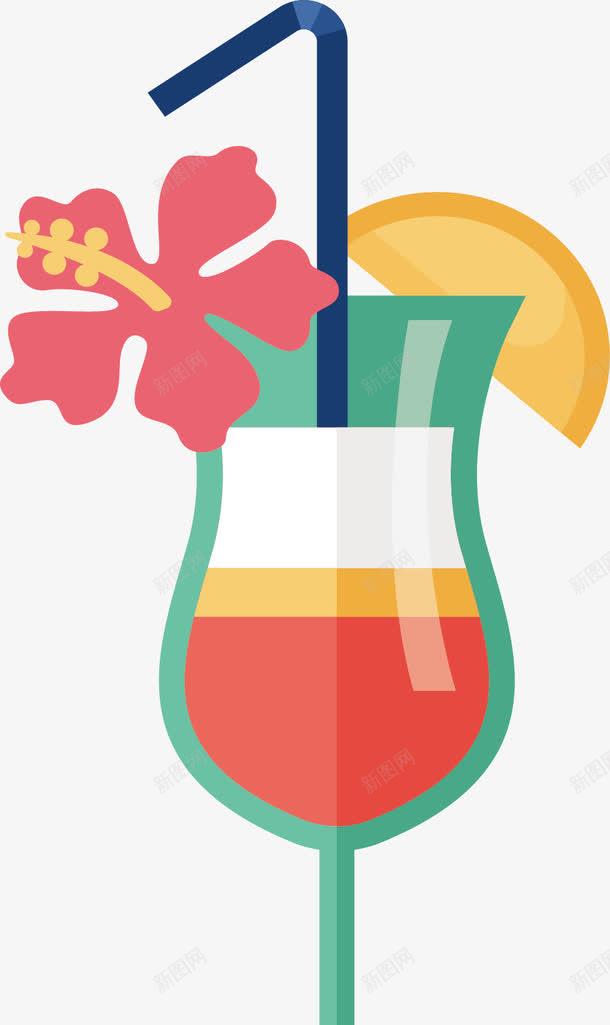 高脚杯鸡尾酒png免抠素材_新图网 https://ixintu.com 吸管 矢量素材 花朵装饰 高脚杯 鸡尾酒