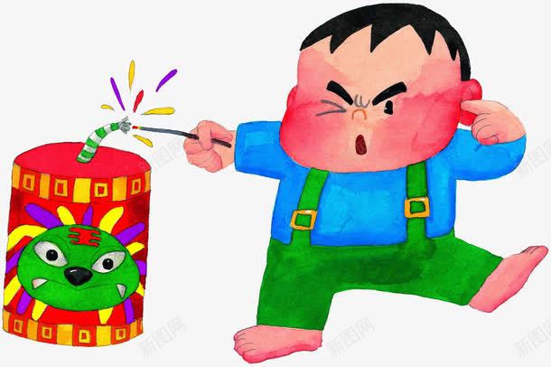 手绘小男孩放鞭炮png免抠素材_新图网 https://ixintu.com 小男孩 手绘 放鞭炮 新年 新年元素 节日