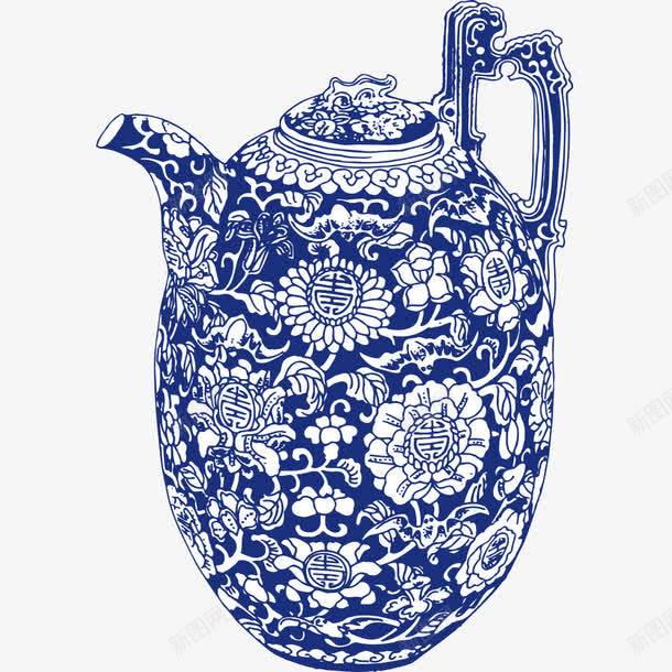 青花瓷茶壶png免抠素材_新图网 https://ixintu.com 传统 花纹 茶壶 蓝色 青花瓷