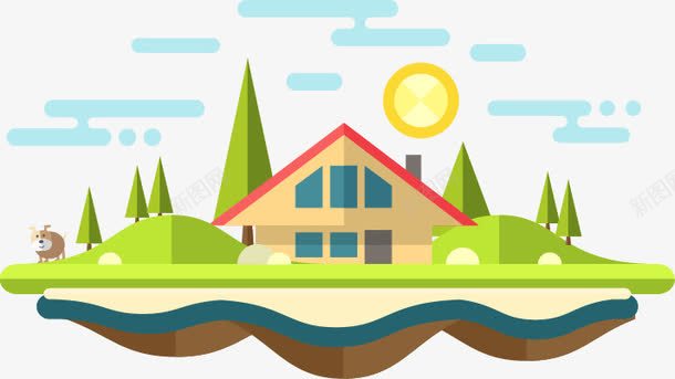 卡通扁平城市建筑山png免抠素材_新图网 https://ixintu.com 卡通 城市 山 建筑 房子 扁平 树