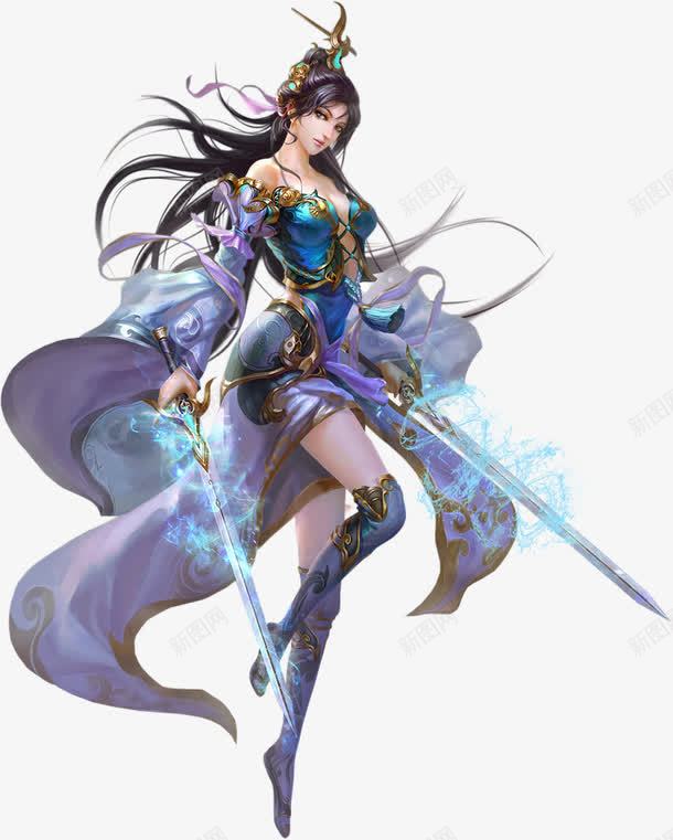手绘立体双手持宝剑的美女png免抠素材_新图网 https://ixintu.com 宝剑 手持 立体 美女