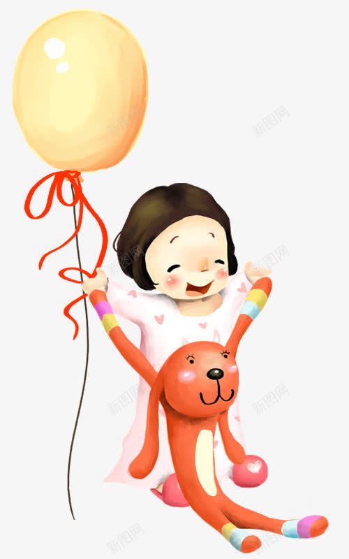 抱兔子的小女孩png免抠素材_新图网 https://ixintu.com png矢量图 乐趣 小兔子玩具 小孩玩玩具 童真