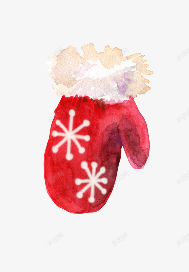 卡通手绘红色手套png免抠素材_新图网 https://ixintu.com 保暖 动漫动画 卡通手绘 手套 红色的 雪花