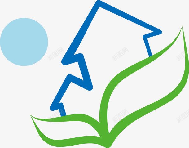 绿色树叶房屋元素png免抠素材_新图网 https://ixintu.com 房屋矢量 手绘 树叶 绿色