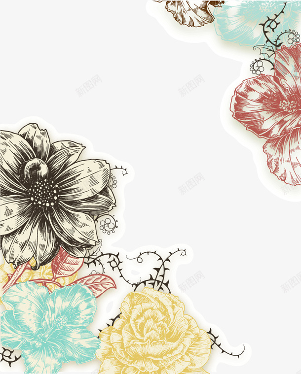 春天开花的花卉矢量图ai免抠素材_新图网 https://ixintu.com 艺术花卉 花卉 矢量图